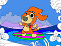 Собака на серфинге - раскраска