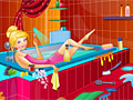 Принцесса Золушка убирает в ванной