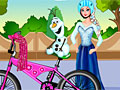 Эльза и Олаф украшают велосипед