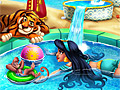 Жасмин плавает в бассейне